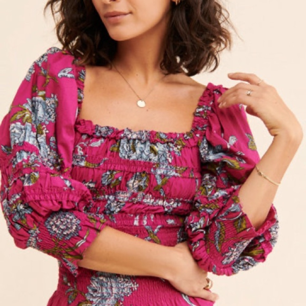 Love the Label Floral Smocked Blouse